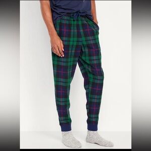 ☀️3/$25 Old Navy Green Blue Plaid Tartan Flannel Jogger Pajama Pants Sleep Men M